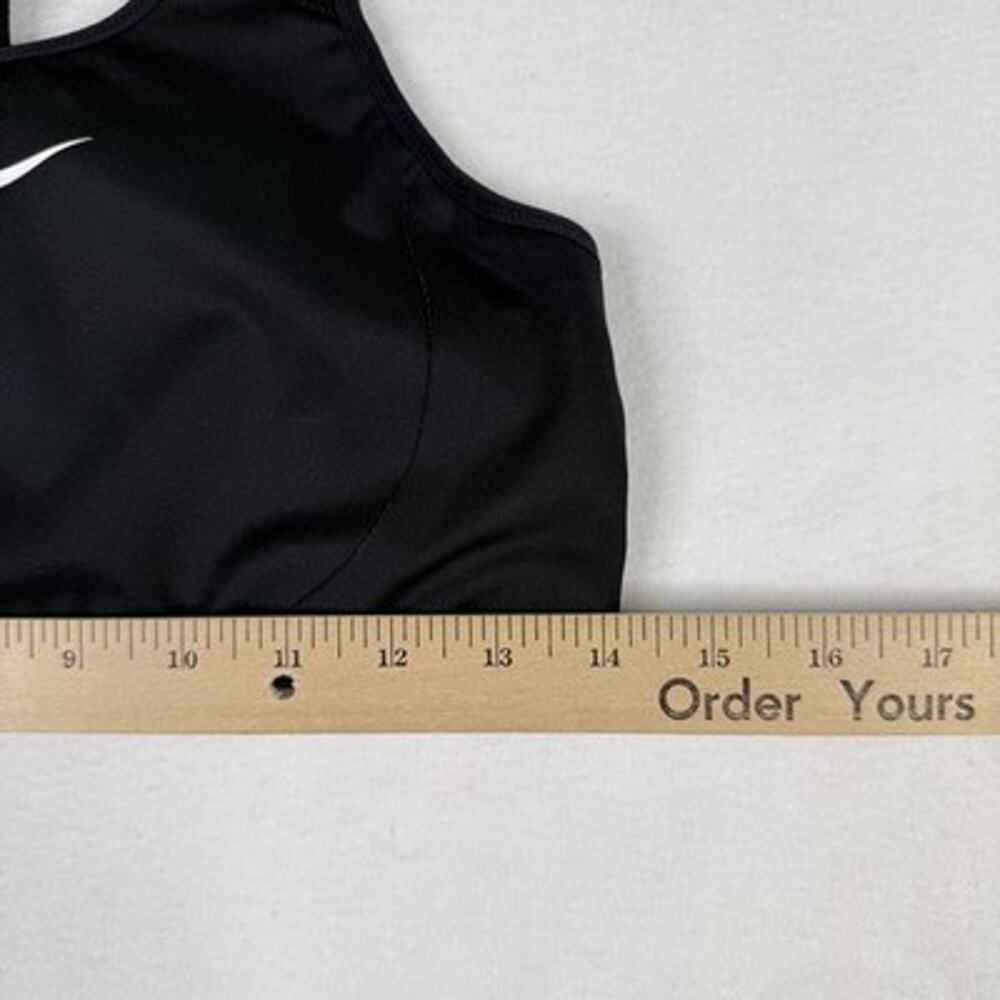 Nike Sports Bra Swoosh Logo L Black Racerback Stretch Pullover Athletic Logo - Picture 4 of 4